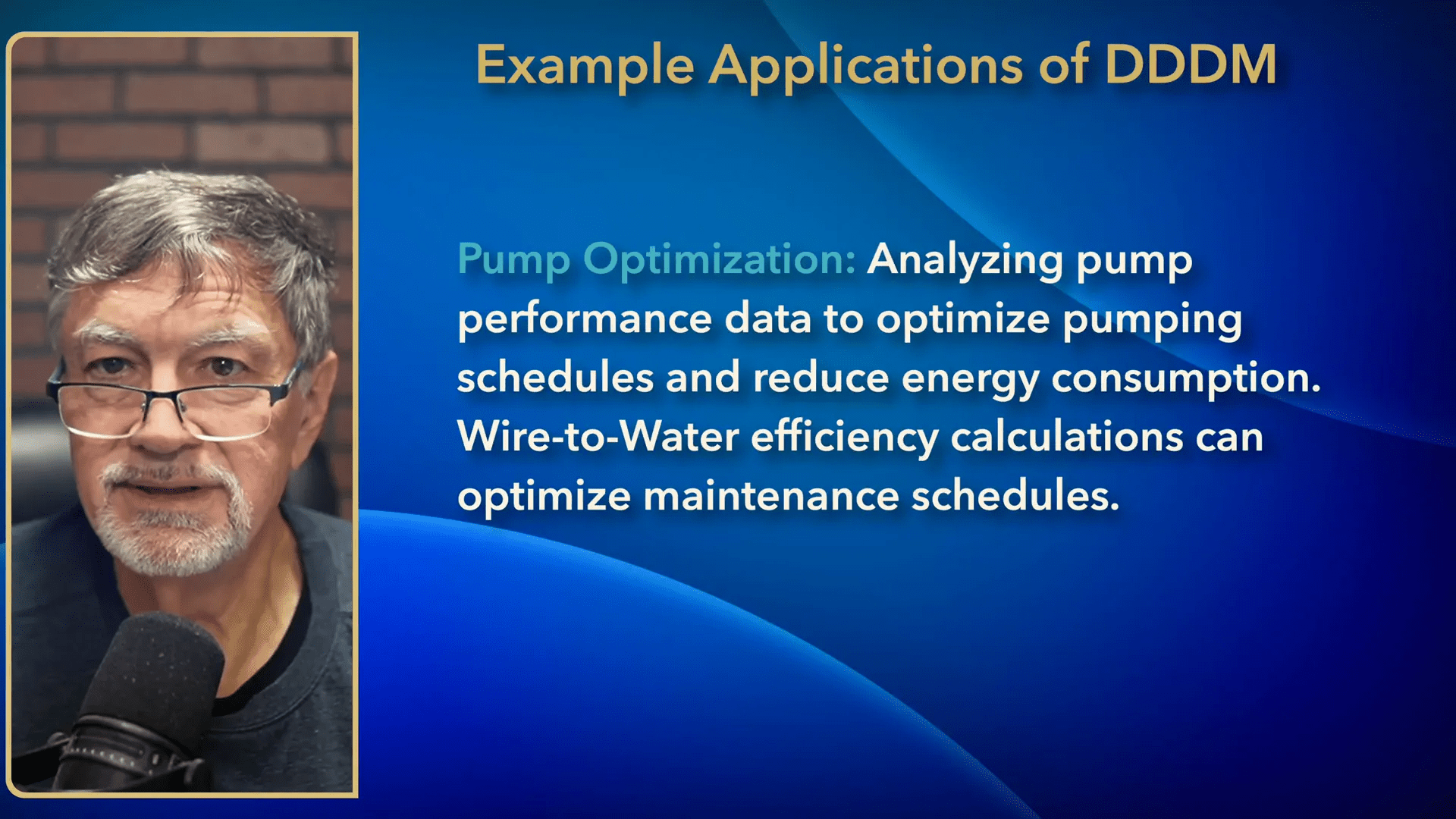 Pump optimization showing runtime, efficiency trends, and vibration data