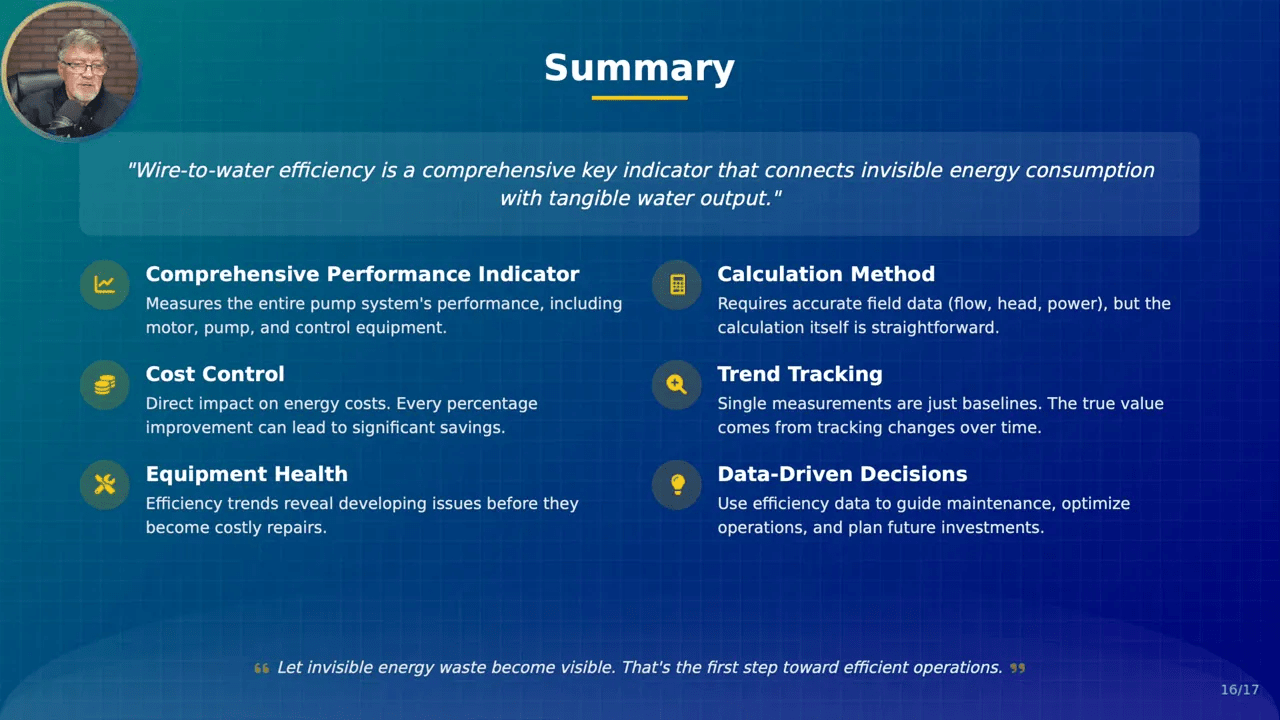 Closing slide emphasizing data-driven water utility benefits